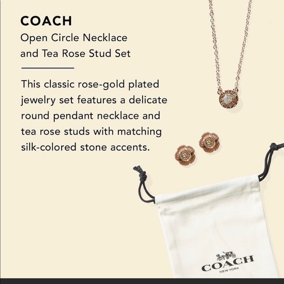 COACH Open Circle Tea Rose Earring & Necklace Set - Picture 3 of 3